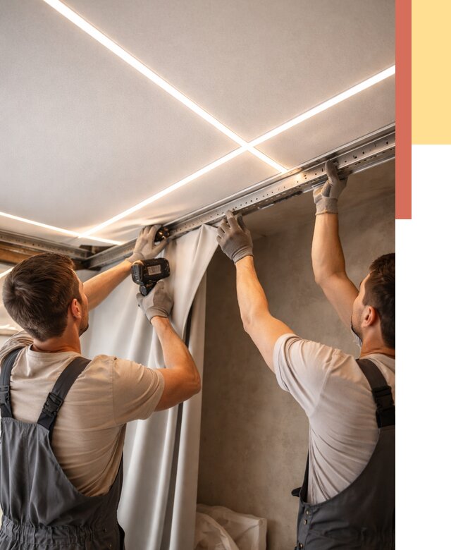 Монтаж натяжного потолка со световыми линиями в Торжке от 1227 руб. | ОТДЕЛОЧНИК-Трж