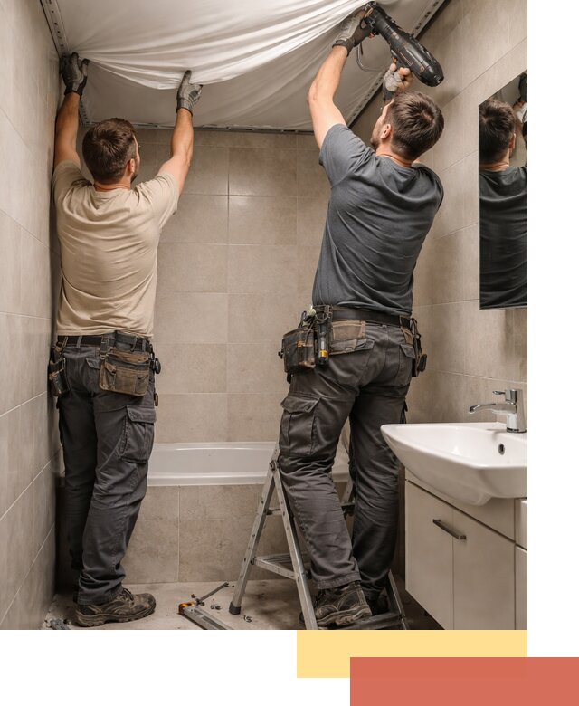 Монтаж натяжного потолка в ванной в Торжке быстро и качественно