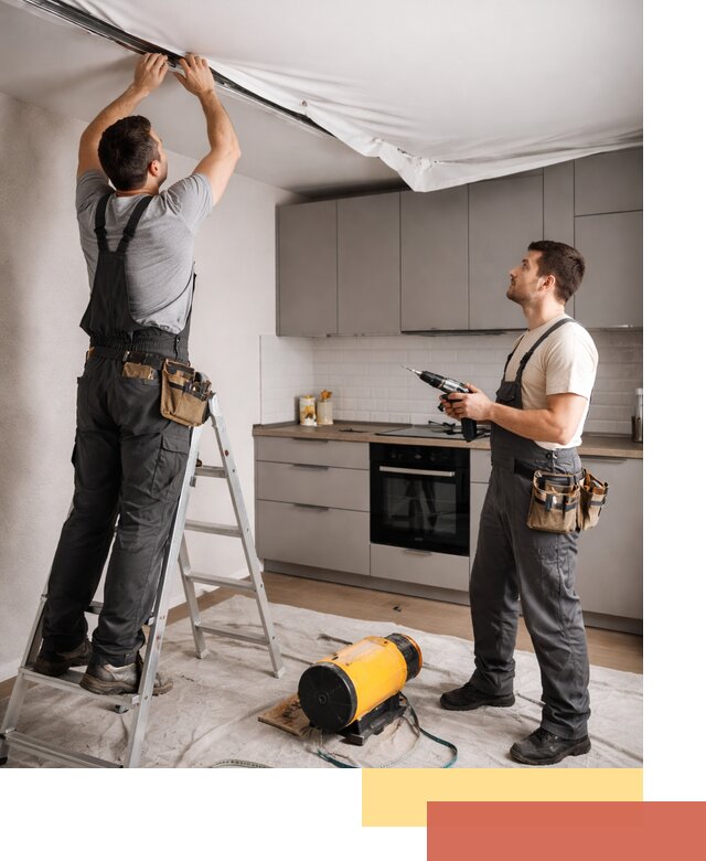 Монтаж натяжного потолка на кухне в Торжке