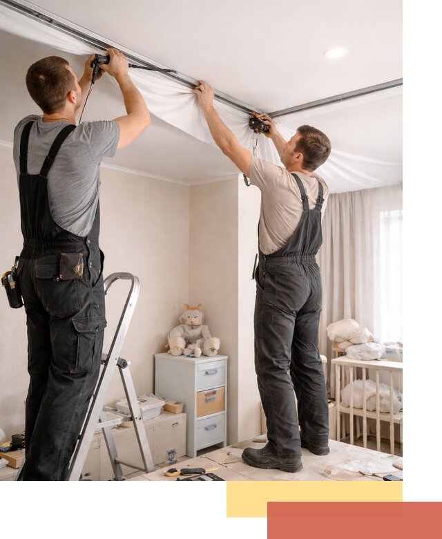 Монтаж натяжного потолка в детской комнате в Торжке