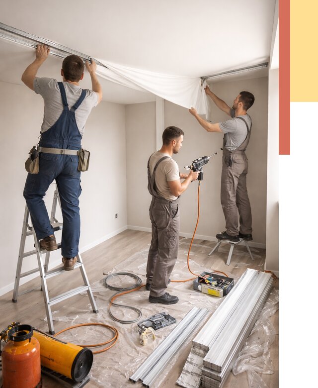 Монтаж натяжного потолка в студии в Торжке от 5623 руб. — быстро и недорого | ОТДЕЛОЧНИК-Трж