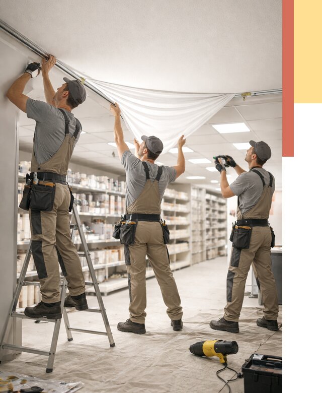 Монтаж натяжного потолка в магазине в Торжке от 4601 руб. быстро и недорого | ОТДЕЛОЧНИК-Трж