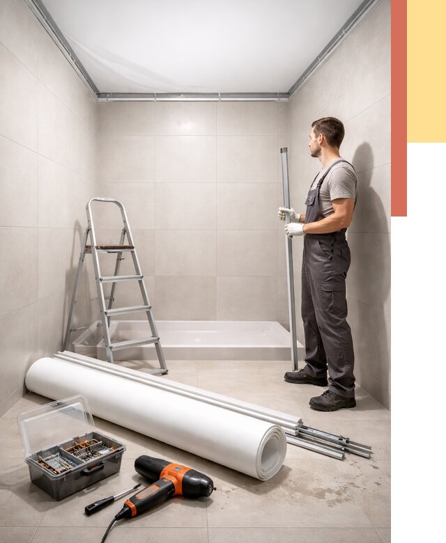 Монтаж натяжного потолка в санузле в Торжке от 1891 руб. — ОТДЕЛОЧНИК-Трж