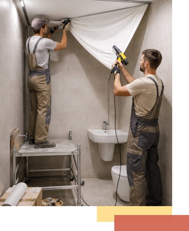 Монтаж натяжного потолка в санузле в Торжке