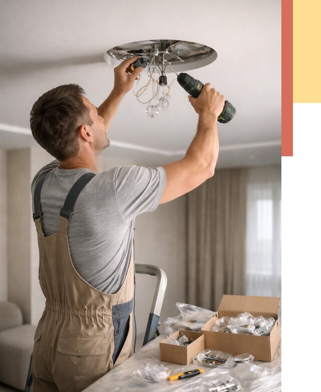 Установка люстры в натяжной потолок в Торжке от 1227 руб. | Быстро и недорого — ОТДЕЛОЧНИК-Трж