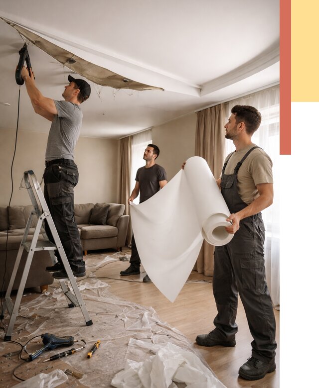 Замена полотна натяжного потолка в Торжке от 9713 руб. быстро и недорого | ОТДЕЛОЧНИК-Трж