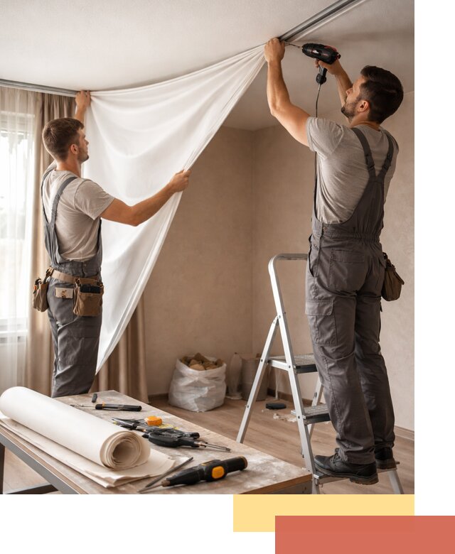 Замена полотна натяжного потолка в Торжке быстро и качественно