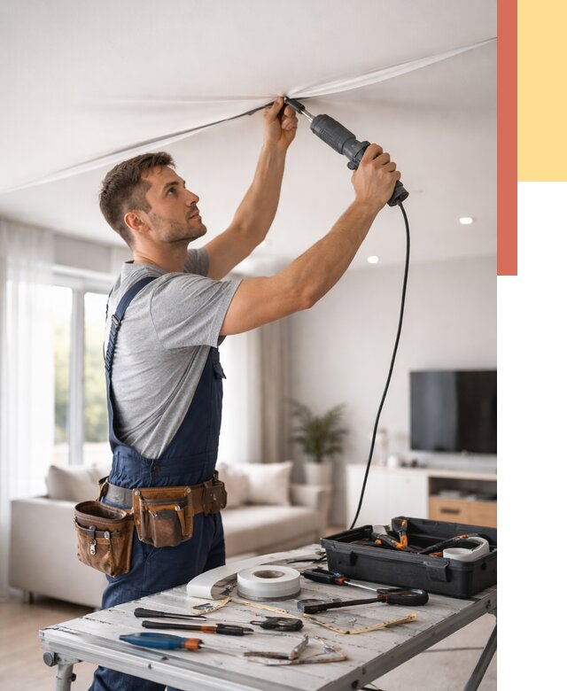 Ремонт натяжных потолков в Торжке от 9713 руб. под ключ — ОТДЕЛОЧНИК-Трж