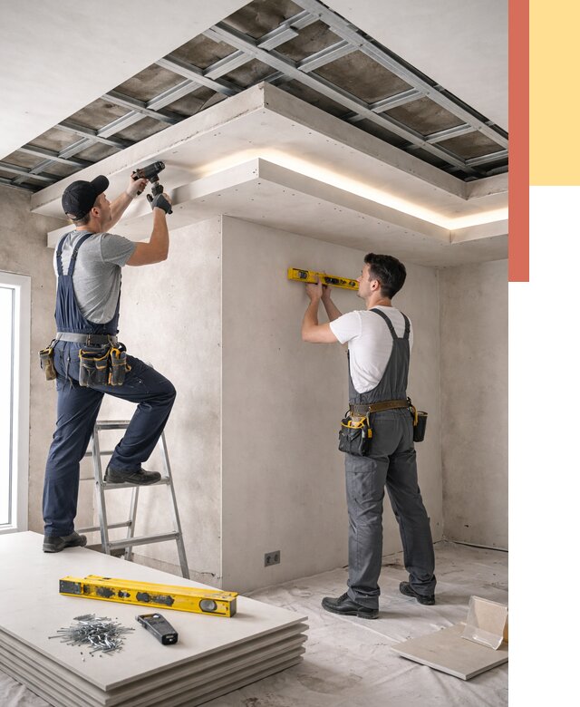 Двухуровневый потолок из гипсокартона в Торжке от 1482 руб. под ключ | ОТДЕЛОЧНИК-Трж