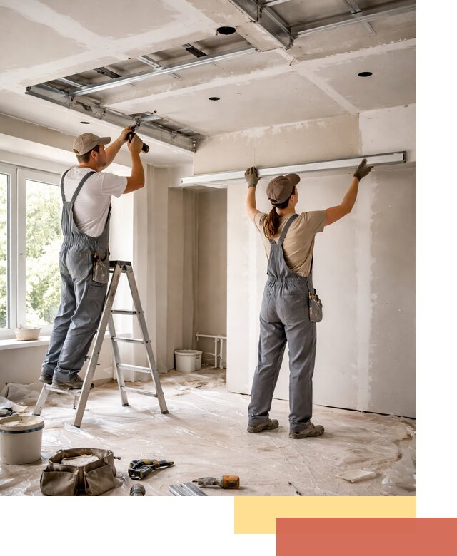 Монтаж многоуровневого потолка из гипсокартона в Торжке