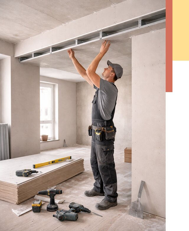 Потолок из гипсокартона с нишей в Торжке от 1278 руб. под ключ | ОТДЕЛОЧНИК-Трж