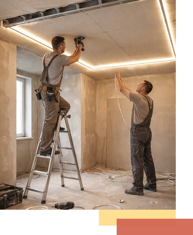 Потолок из гипсокартона с подсветкой в Торжке