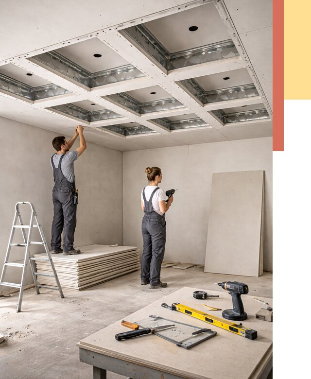 Кессонный потолок из гипсокартона в Торжке от 1891 руб. — монтаж и под ключ | ОТДЕЛОЧНИК-Трж