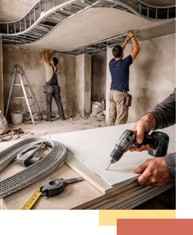 Криволинейный потолок из гипсокартона в Торжке — монтаж и отделка