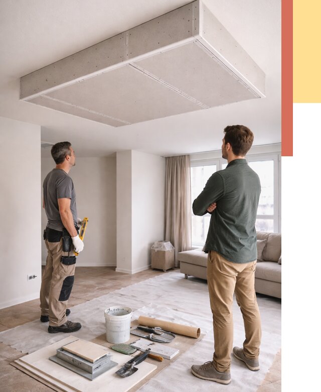 Короб на потолке из гипсокартона в Торжке от 2249 руб. — монтаж и услуги под ключ | ОТДЕЛОЧНИК-Трж