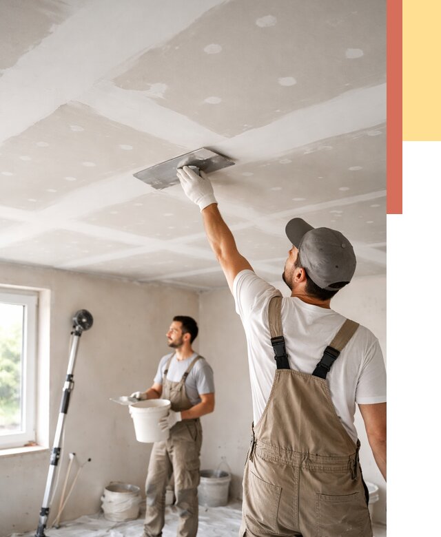 Шпаклевка потолка из гипсокартона в Торжке от 3272 руб./м2 — услуги под ключ | ОТДЕЛОЧНИК-Трж