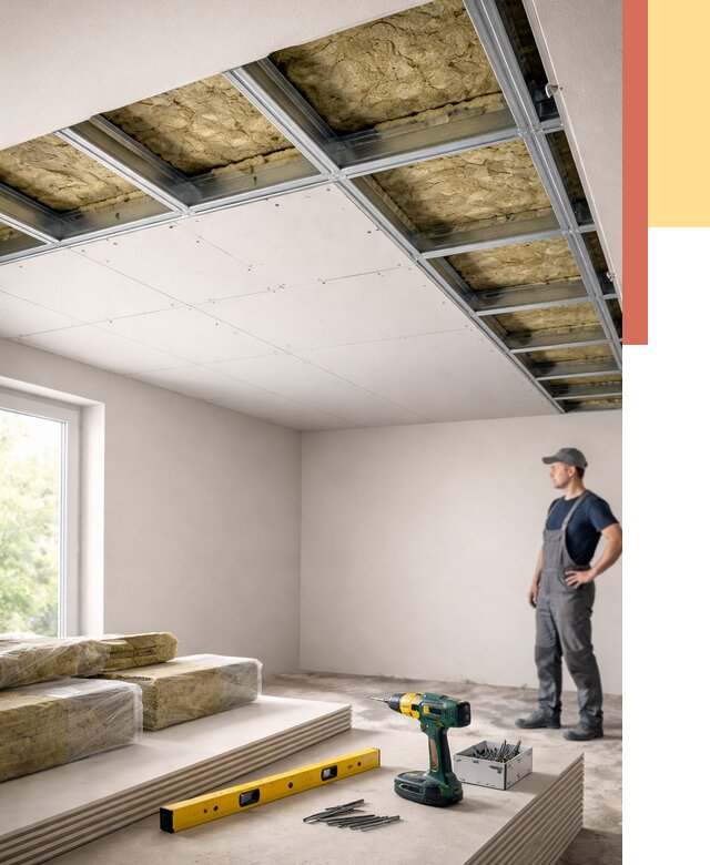 Звукоизоляция потолка ГКЛ в Торжке от 971 руб. — монтаж под ключ | ОТДЕЛОЧНИК-Трж