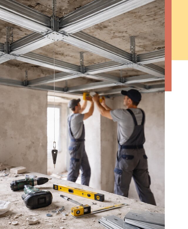 Монтаж каркаса потолка из профиля в Торжке от 4601 руб. — услуги ОТДЕЛОЧНИК-Трж