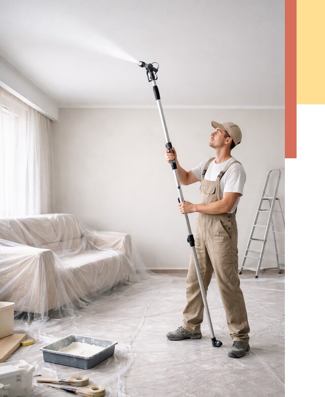 Покраска потолка краскопультом в Торжке от 4601 руб. быстро и недорого | ОТДЕЛОЧНИК-Трж