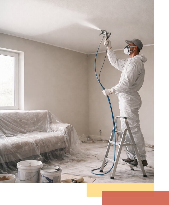 Покраска потолка краскопультом в Торжке быстро и качественно