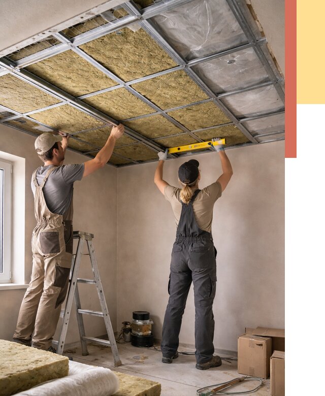 Шумоизоляция потолка в Торжке от 1278 руб. под ключ — услуги ОТДЕЛОЧНИК-Трж